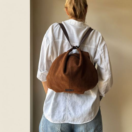 Bolso mochila Zoe de serraje