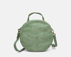 Bolso redondo de mano Dakota de piel