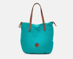 Bolso shopper CUIROTS de lino logotipo redondo