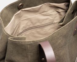 Bolso Shopper Diagonal de lona y piel