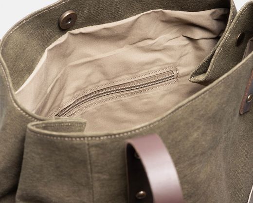 Bolso Shopper Diagonal de lona y piel