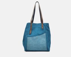 Bolso Shopper Diagonal de lona y piel