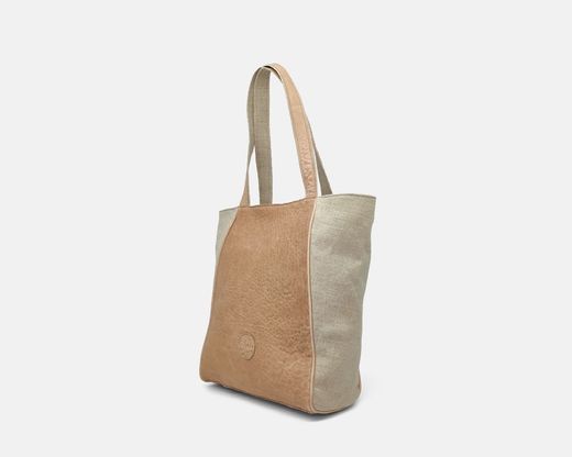 CUIROTS Kelly bolsa grande em couro e linho