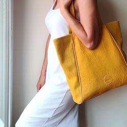 CUIROTS Kelly bolsa grande em couro e linho