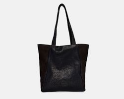 CUIROTS Kelly bolsa grande em couro e linho