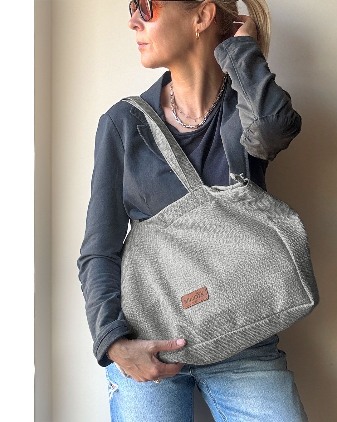 Bolso shopper grande MINIOTS MiniYute Gris