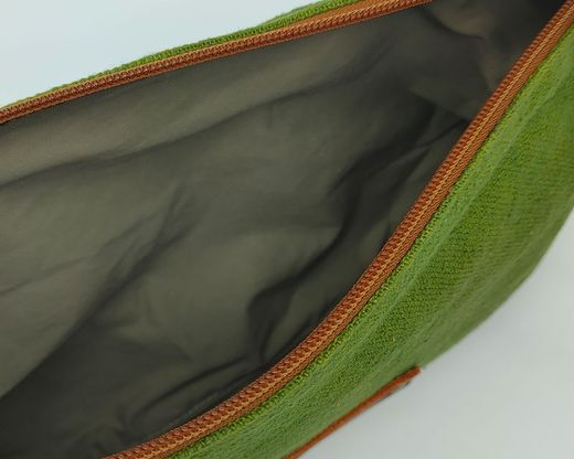 Bolso Wristlet de lino reciclado y piel