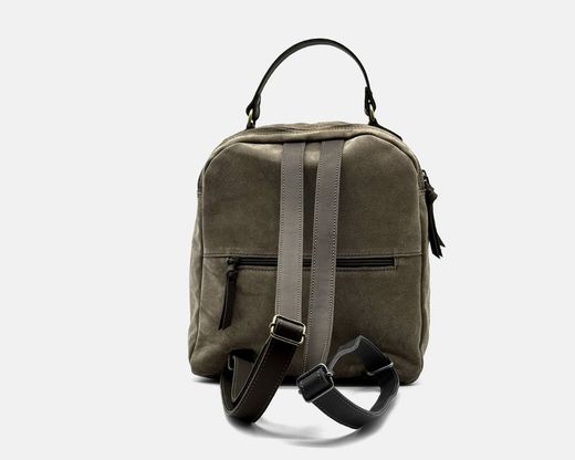 Mochila CUIROTS Bi em couro dividido e veludo cotelê