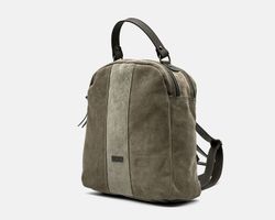 Mochila CUIROTS Bi em couro dividido e veludo cotelê