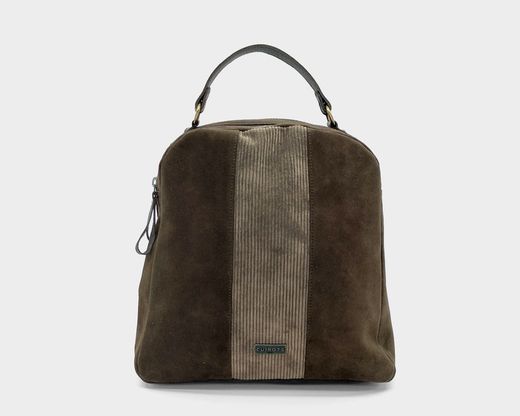 Mochila CUIROTS Bi em couro dividido e veludo cotelê
