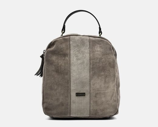 Mochila CUIROTS Bi em couro dividido e veludo cotelê