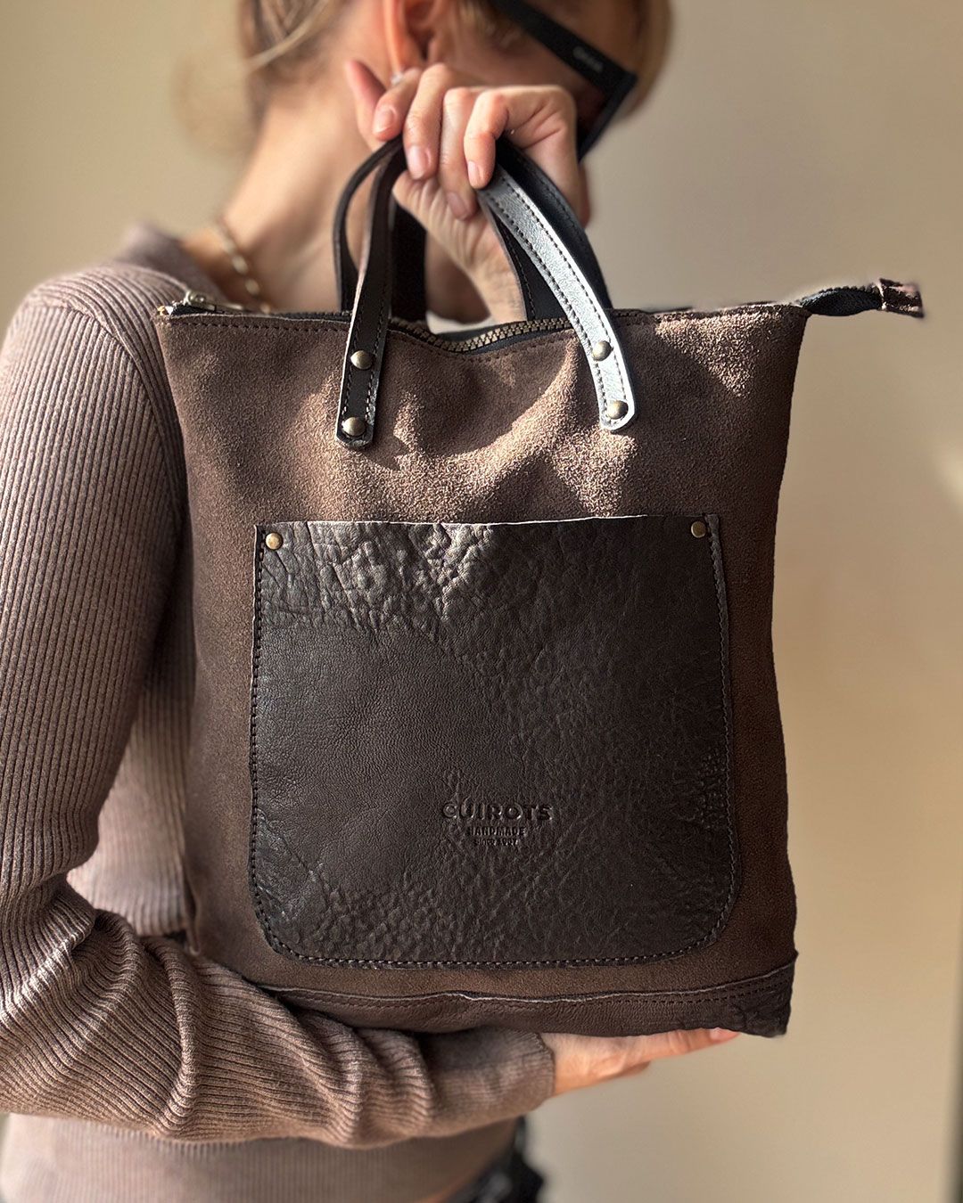 Mochila pequeña CUIROTS Trend serraje Camel